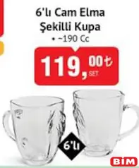 GLASS İN LOVE 6'LI CAM ELMA ŞEKİLLİ KUPA 190 CC GLASS İN LOVE 6'LI CAM ELMA ŞEKİLLİ KUPA 190 CC